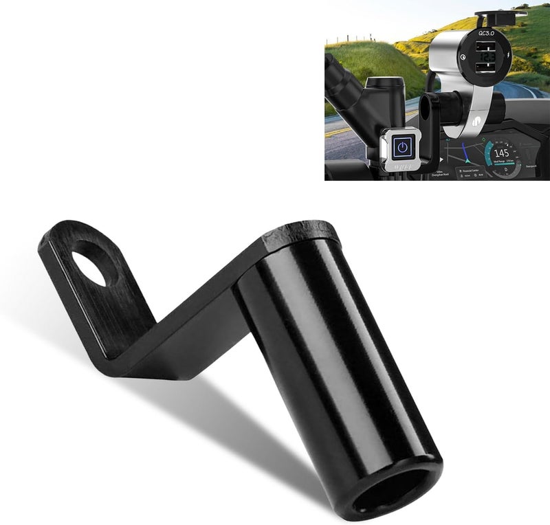 pinflaw 1 PC Motorcycle Conversion Bracket, Rearview Mirror Extension Rod Bracket, Aluminum Alloy Conversion Seat, Universal for Most Cars (Black) - Image 1
